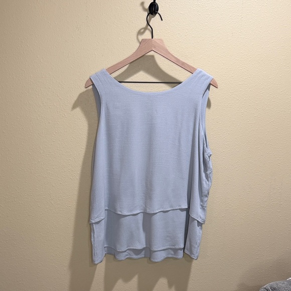 NWT Coco + Carmen Size L/XL Light Blue Layered Knit Tank - Picture 5 of 8